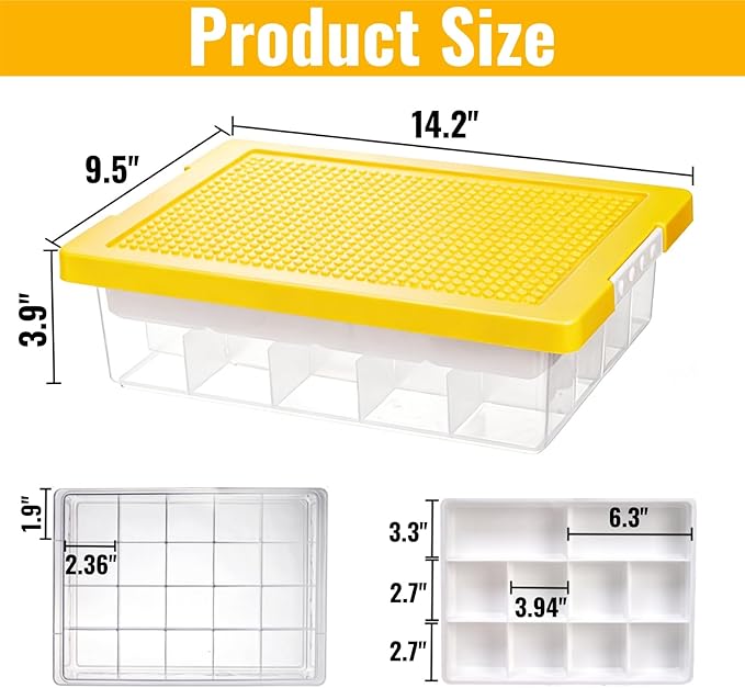 Plastic Organizer Bin, Double Layer Storage Box with Lid Cover, 30 Compartment Portable Craft Container for Home, Office