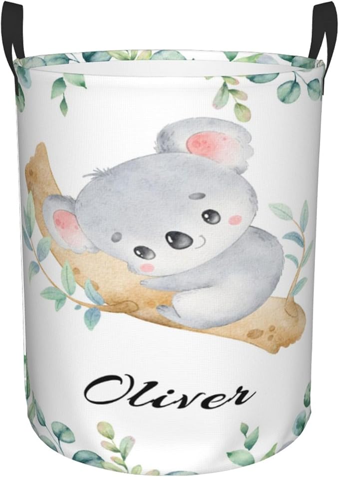Personalized Koalas Laundry Basket For Baby Kids Boys Girls Adult Custom Hamper Basket With Name For Bathroom Bedrooms Collapsible Baby Laundry Basket, Dirty Clothes Hamper With Handles