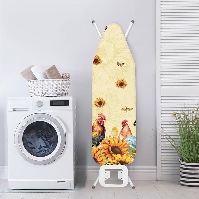 Sunflower Chicken Ironing Board Cover and Pad Standard Size Padding Decorative Cover for Iron Board 15x 54 Ironing Board Covers Built in Ironing Board Sleeve with Elastic Edge Butterfly