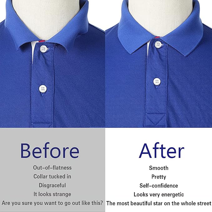 Collar Stays for Polo Shirts, No Curl Collar Polo Shirt Collar Stays, Polo Shirt Collar Fixed Great for Any Shirt with Collar