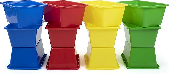 Humble Crew Toy Storage Bins for Kids, Set of 12, Primary Colors, Small - Sturdy, Colorful Plastic Storage Bins for Classroom, Playroom, Nursery, and More - Premium Toddlers Toy Organizer Bins