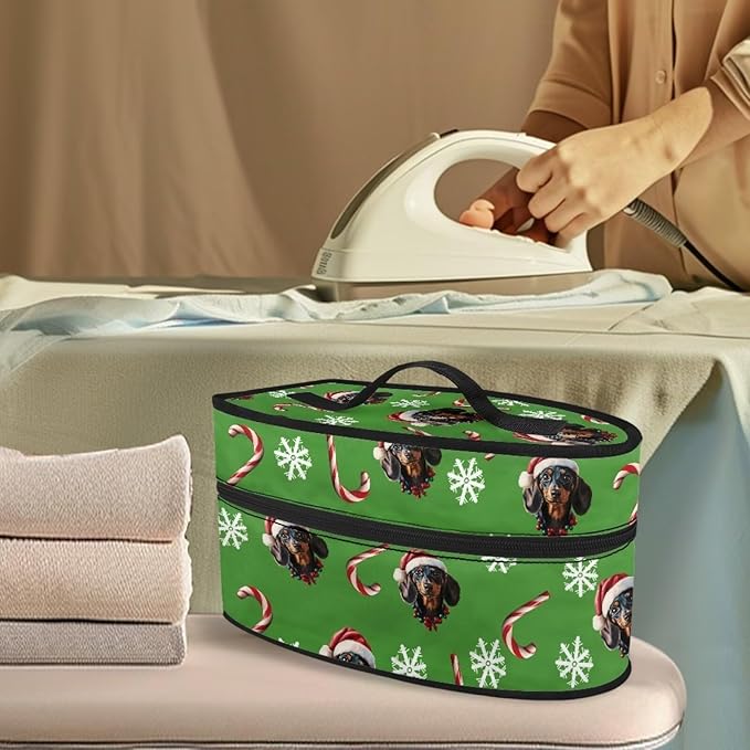 Christmas Iron Case Storage Universal for Most Iron Colorful Cute Steam Iron Storage Case with Smooth Zipper, Crutch Snow Dog