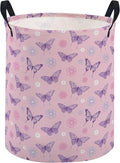 ESSME Kids Laundry Basket,Butterfly Hamper Collapsible Canvas Waterproof Storage Bin for Boys, Cute Hamper,Gift Baskets(Pink butterfly)