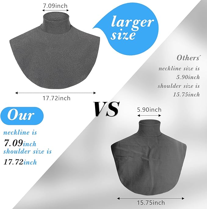 Turtleneck Dickey Extra Large Fake Collar Detachable Dickey Collar Half Mock Turtleneck for Men Women