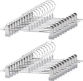 20 Pack Pants Hangers with Clips Adjustable Skirt Hangers for Women Non-Slip Trousers Hanger Heavy Duty Space Saving Shorts Hangers
