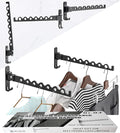 Dr.DJ Wall Mount Coat Hanger Rack, Laundry Clothes Drying Organizer Aluminium Retractable Folding Indoor Wall Mounted Hanger Space Saver for Laundry Room Bedroom (2 Racks) Black