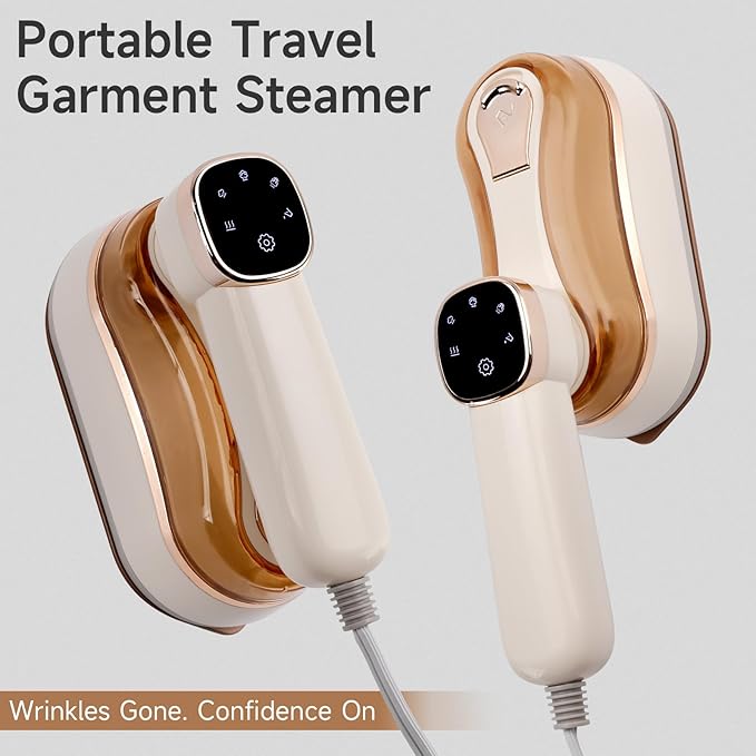 Portable Travel Garment Steamer 1200W, 2-in-1 Handheld Iron & Steamer with LCD Display, 3 Steam Modes, 20s Fast Heat, 180° Foldable Handle, 180ml Tank for Clothes, Home & Travel