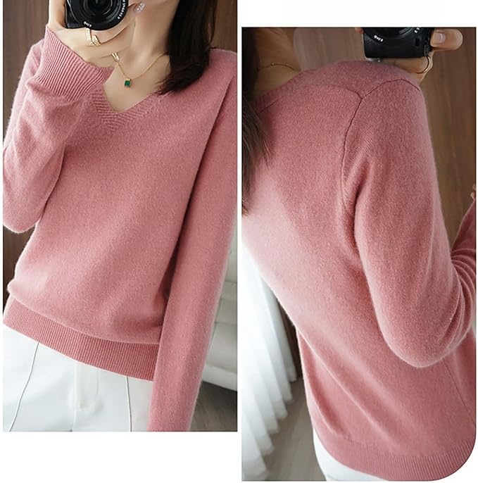 Merino Wool Cashmere Sweaters for Women 2025 Oversized Soft Sweater Long Sleeves Casual Loose Pullover Knitted Tops