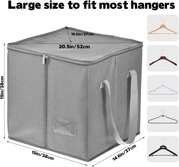 Clothes Organizer Bag-Rigid Containers with Lid, Large Hanger Holder Separate Triangle Hanger Caddy Organizer Box for Closet Tidier Laundry Rooms Wardrobe Drying Rack (1)