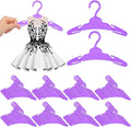 Soulchen 100 Pcs Doll Clothes Hangers for 18 Inch Dolls, Plastic Clothes Hangers with Non-Slip Clips, Space-Saving Wardrobe Accessories for Gown Dress Outfit (Purple)