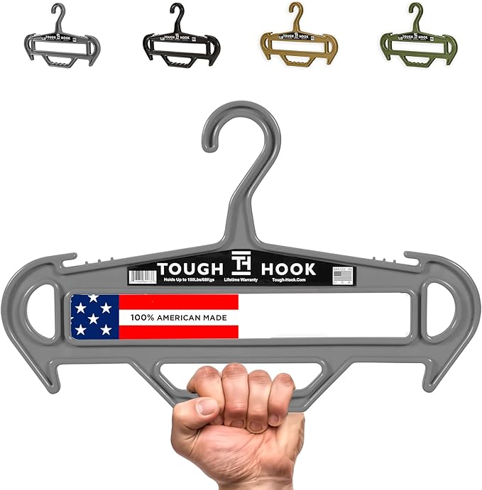 Tough Hanger XL - A Beast of a Hook – USA Made ABS Resin, X-Large | Police Gear, Scuba Gear & Dive BCD – 180-lb Cap Wetsuit DuraResin with Built in Carry Handle, The Indestructible Hanger, 2 Foliage