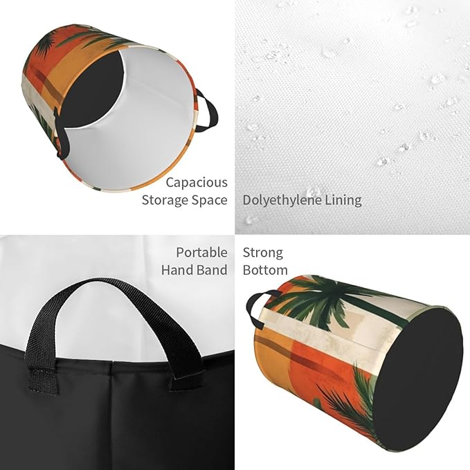 Retro Tropics Print Laundry Basket For Storage Bins Gift Baskets Bedroom Clothes Hamper