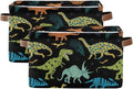 Dinosaur Pattern Storage Basket Bin, Large Cube Storage Box Canvas Collapsible Storage Organizer for Home Office Closet - 15 L x 11 W x 9.5 H