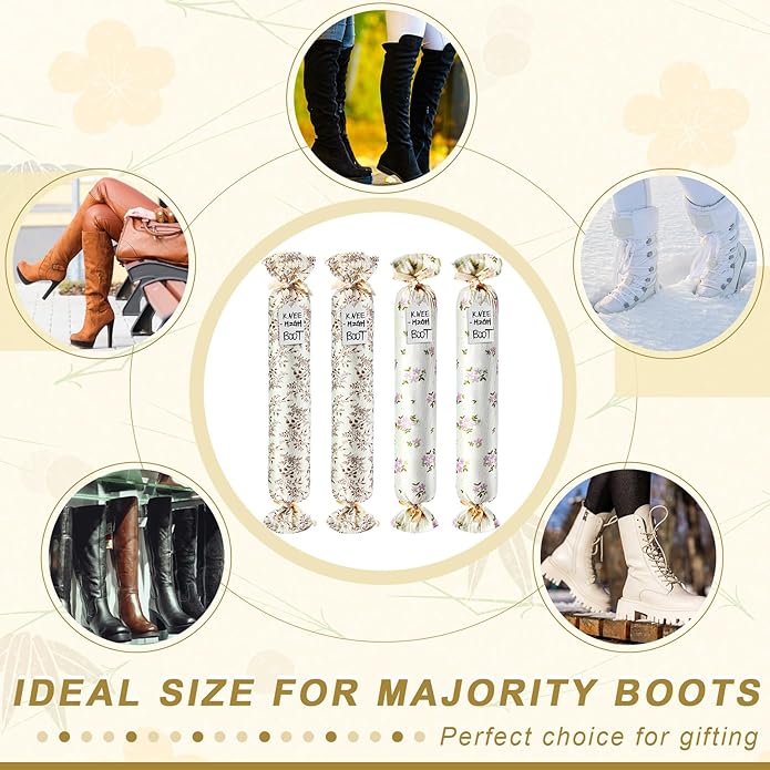 2 Pairs Boot Shaper Stands with 8 Labels Cotton Tall Boot Inserts for Closet Organization