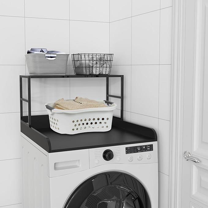 GDLF Washer Dryer Countertop Laundry Guard with Laundry Room Shelf for Single Washer/Dryer, 27.55" Depth x 27.55" Width