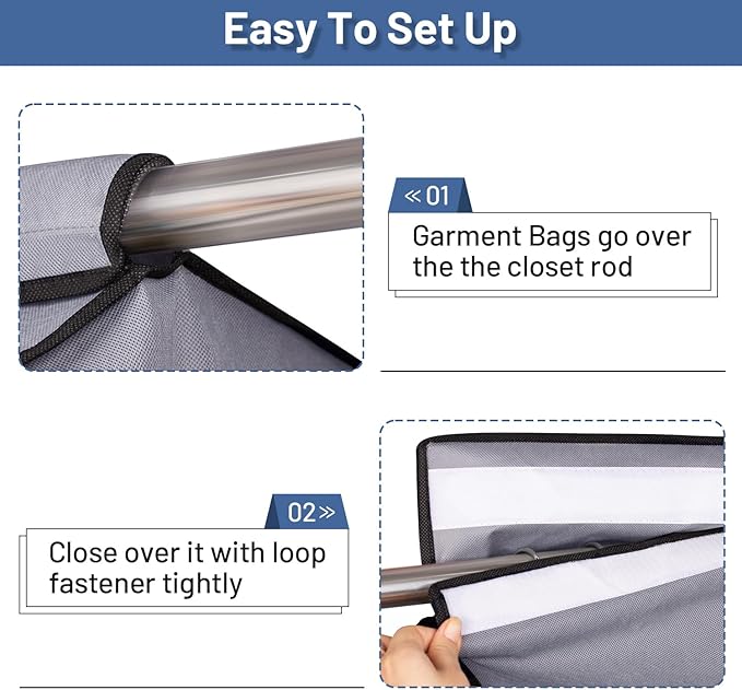SLEEPING LAMB 35" Garment Bags for Hanging Clothes Storage, Sealed Completely Clothing Rack with Cover with Zipper Clear PVC Window Coat Cover for Closet, Sweaters, Suits protector, 2 Packs, Grey