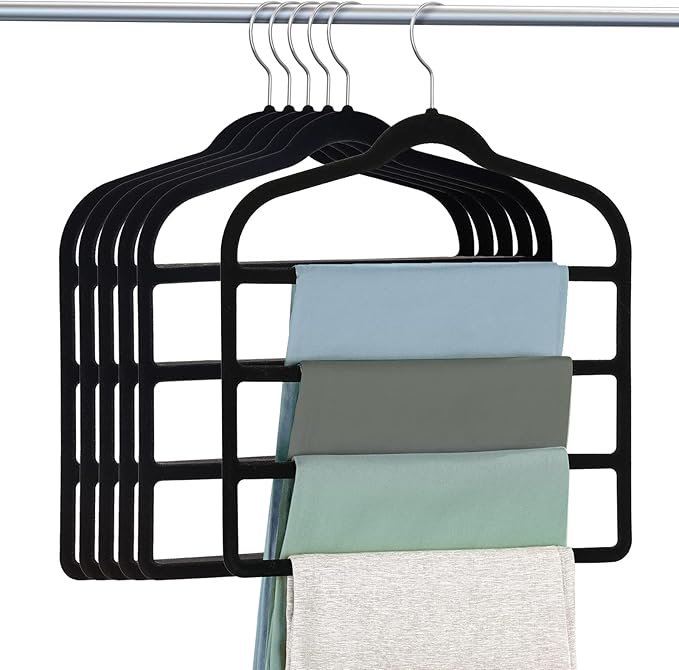 50pcs Pink Velvet Hangers + 6pcs Black Pants Clothes Hangers
