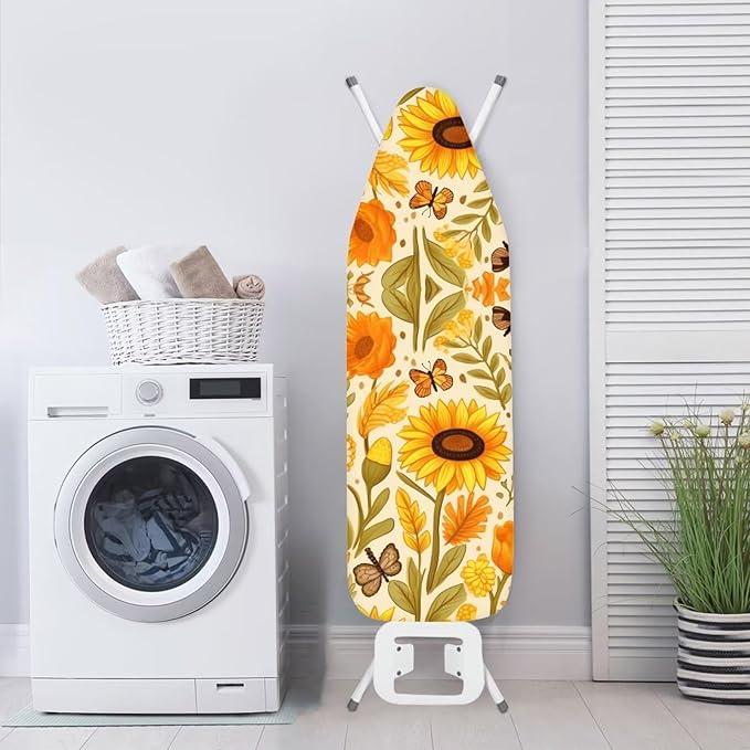 Flashideas Sunflower Ironing Board Cover with Elastic Edge and Hook and Loop Fasteners Scorch and Stain Resistant Cotton for Ironing Board Home Decor Thick Padding for Ironing