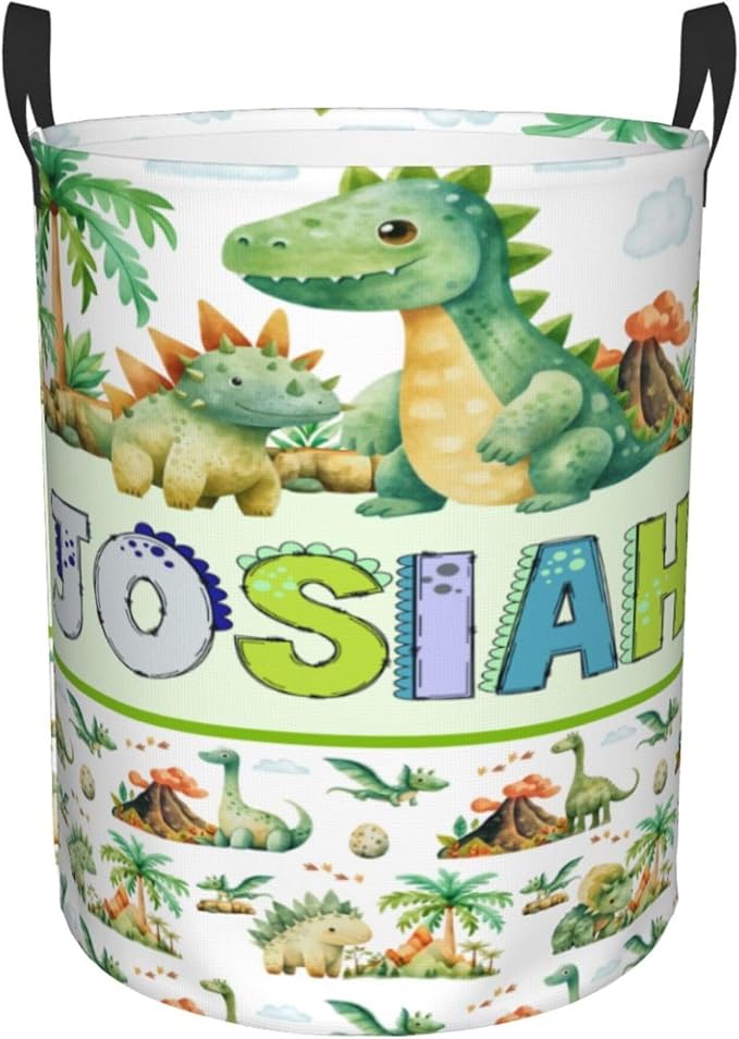 Personalized Dinosaur Laundry Basket For Baby Kids Boys Girls Adult Custom Hamper Basket With Name For Bathroom Bedrooms Collapsible Baby Laundry Basket, Dirty Clothes Hamper With Handles