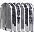 50" Garment Bags for Hanging Clothes, Clear Proof Suits Covers with 4" Gussets for Closet Storage and Travel Hanging Clothes Bag for Coat, Sweater, Jacket, Dress, Shirts (6 Pack - 50")