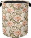 Shabby Chic Rose Laundry Basket - Heavy Duty 60L Dirty Clothes Organizer, Water Resistant Foldable Hamper for Men Women