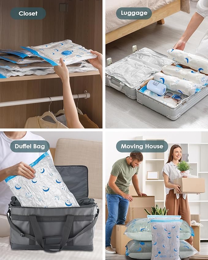 Vacuum Storage Bags with Electric Pump, 20 Pack Vacuum Sealed Bag with 1500mAh Rechargeable Battery for Clothes, Blanket, Duvets, Pillows, Comforters, Travel