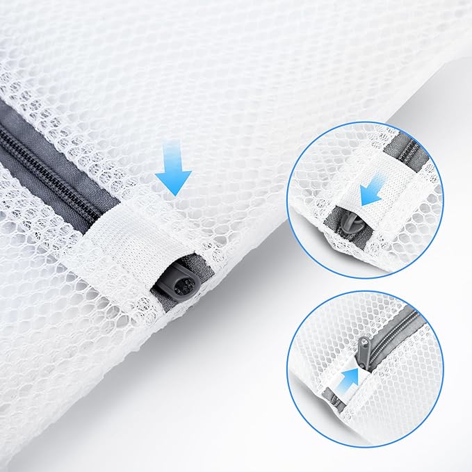 4PCS Large Mesh Laundry Bags for Delicates - 12x16 Inch White Honeycomb Wash Bags for Lingerie, Sweaters, Shoes