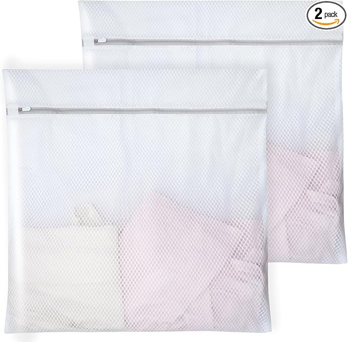 (2 PCS) Large 24x24" Honeycomb Mesh Laundry Bags - Delicates, Lingerie, Bra, Garment Wash - Durable Mesh Wash Bags for Washing Machine - Travel & Laundry Room Organization