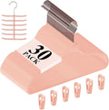 VECELO Premium Velvet Suit Heavy Duty(30 Pack) -Non Slip & Space-Saving Clothes Hangers with 6 Finger Clips & Tie Rack Excellent for Men and Women(Pink)