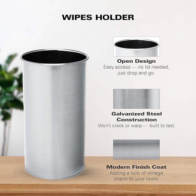 Wipe Holder for Kitchen/Bathroom Counter, Disinfectant Wipe Container, Modern Kitchen Decor, Vintage Countertop Wipe Storage Organizer Caddy, with Silver Finish