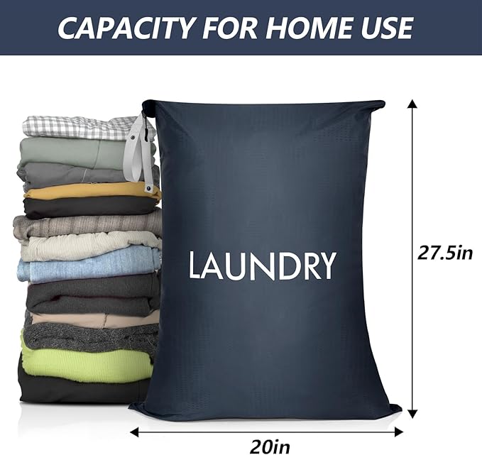 MissBoy Laundry Bag, Nylon Dirty Clothes Storage Bag, Splash-proof Travel Camping Laundry Bags with Zip, Lightweight Foldable Swimming Dry Wet Bag