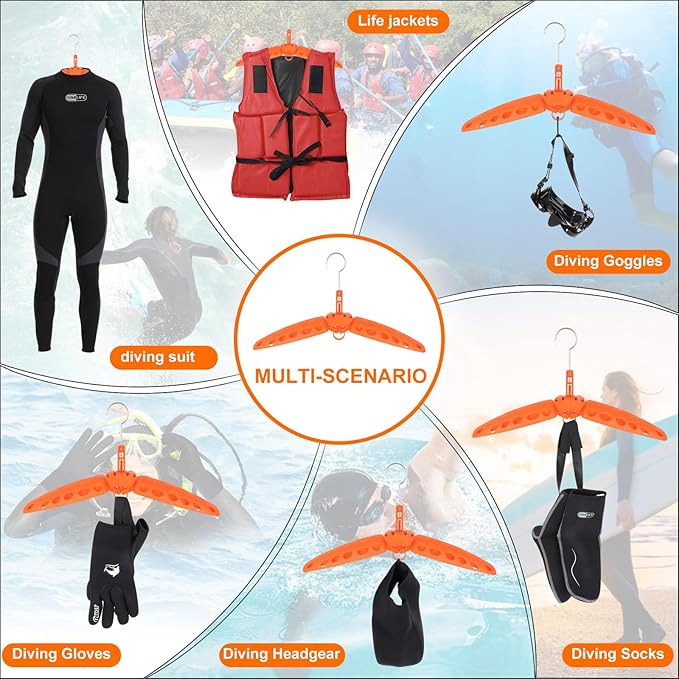 Wetsuit Hanger, Gimilife Surfing & Scuba Diving Accessory, Perfect to Dry Wetsuit Drysuit Life Jacket or BCD, Quick Dry Foldable & Vented Dryer for Wetsuite Dry Suit（1 PCS ）