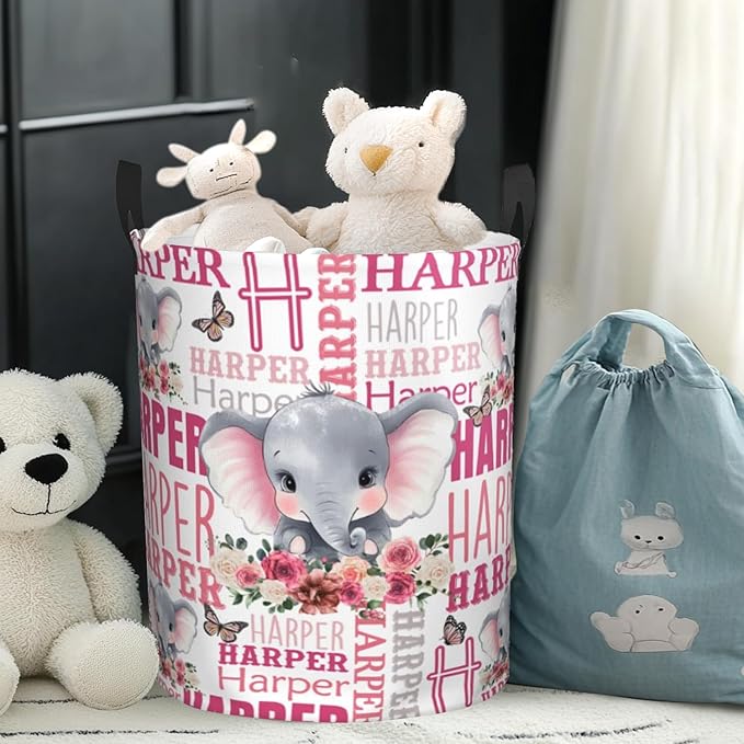 Custom Name Laundry Basket, Personalized Collapsible Laundry Hamper with Name for Bathroom Bedrooms, Customized Dirty Clothes Hamper Storage Basket Gifts for Kids Boys Girls Baby Men Women