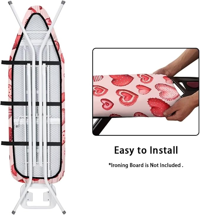Love Ironing Board Cover 15″x54″ Valentines Day Ironing Pad Covers Padding with Elastic Edge Scorch Resistant Covers for Ironing Board for Women