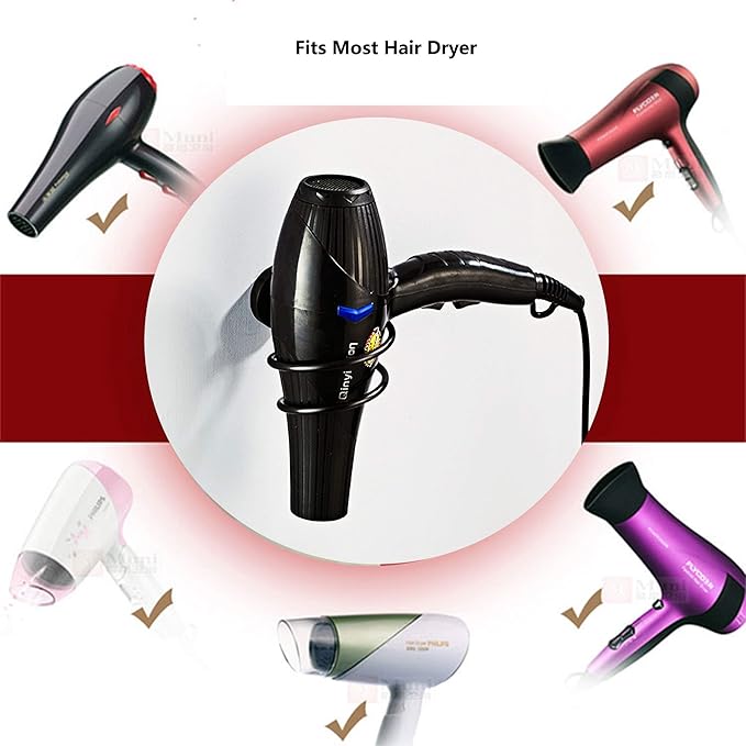 Hair Dryer Holder Stainless Steel Chromed (Black)
