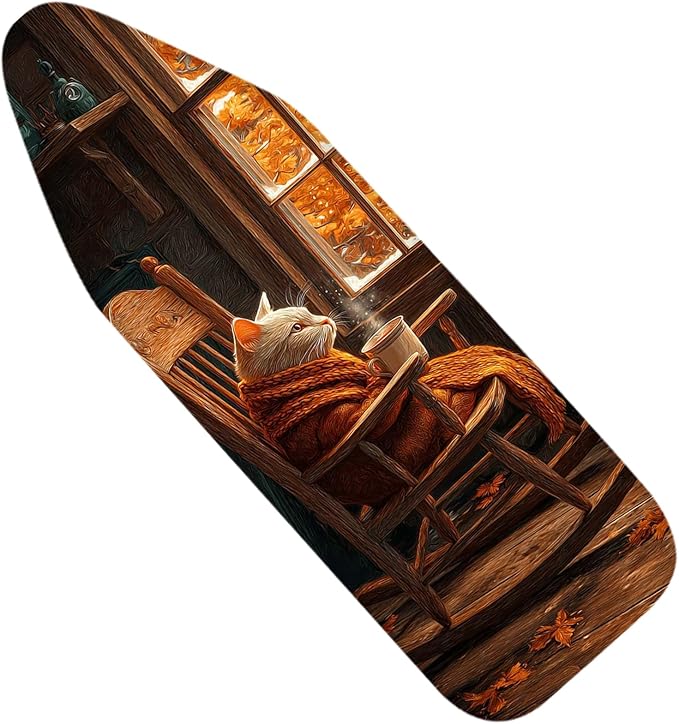 Nuxovilar Cat in Rocking Chair Pattern Ironing Board Cover, 15 * 54inch, Fits Most Standard Boards, Ironing Accessory, Home Decor