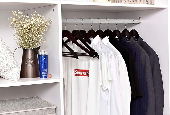 Quality Wooden Hangers - Slightly Curved Hanger 30-Pack Sets - Solid Wood Coat Hangers with Stylish Chrome Hooks - Heavy-Duty Clothes, Jacket, Shirt, Pants, Suit Hangers (Mahogany, 30)