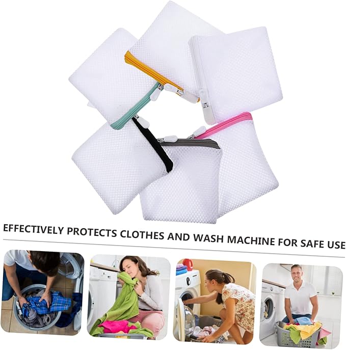 6-Pack Mesh Laundry Bags with Zipper for Washing Machine Travel & Delicate Clothing Organizer Foldable Lightweight Mesh Wash Bags for Bras Underwear