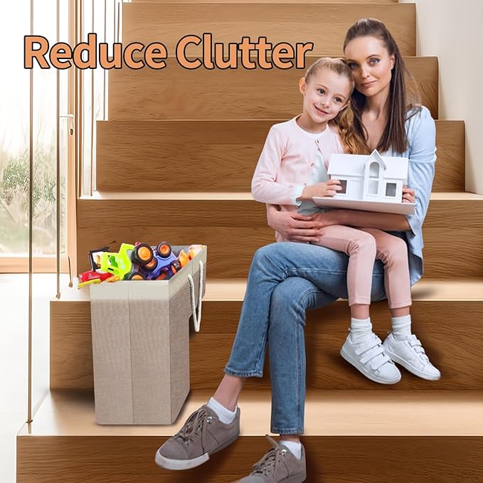 Stair Basket for Stairs with Handle, Staircase Baskets for Carpeted and Wooden Stairs,16" Step Storage Basket for Toys, Clothes, Books, Tools, with Hard Board, Anti-slip (Brown, 1 pack)
