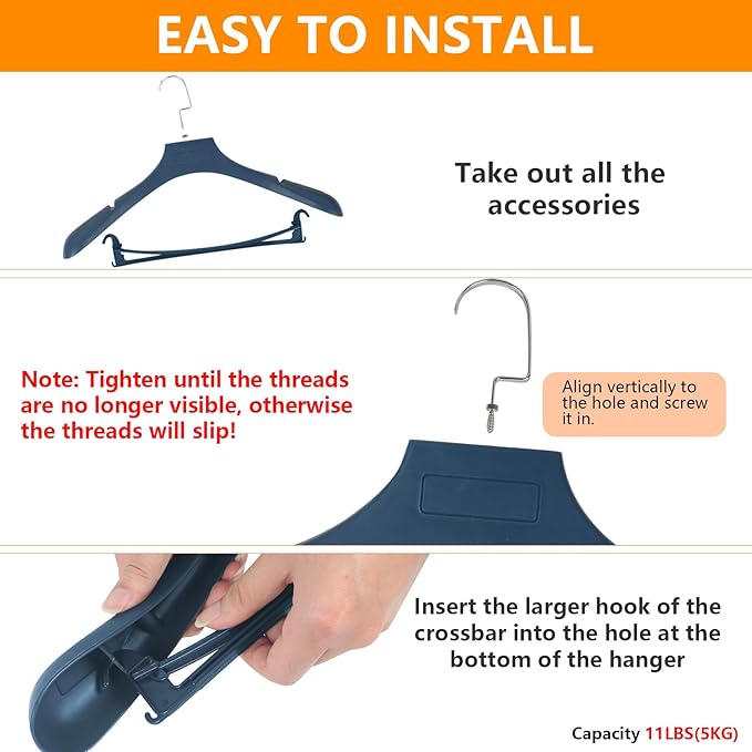 DEDU Plastic Extra Wide Shoulder Suit Hangers for Men 10 Pack Width 17.7", Blue Sweater Hangers no Shoulder Bump Non Slip for Thick Sweaters, Clothes Hangers with Pants Bar & Metal Hook