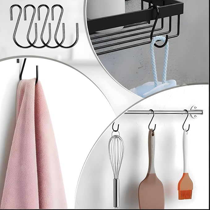 100 Pcs 1 Inch Mini S Hooks for Hanging, Metal S Shaped Hook Mini S Wire Hanger‌ Connectors Christmas Ornament Hooks for Hanging Jewelry Small Kitchenware Potted Plants(Black)