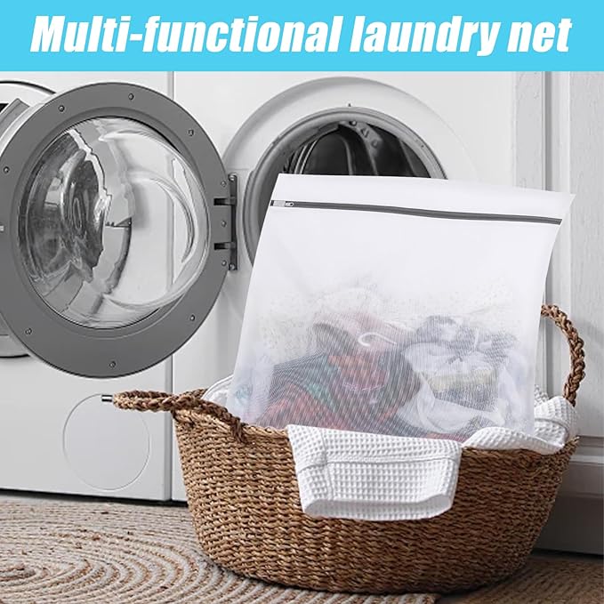 Laundry Bags Mesh Wash Bags, Lingerie Bag for Washing Delicates, White Net, 4S