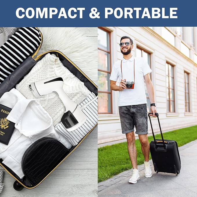 Steamer for Clothes, Quick Heat Up Handheld Garment Steamer, Portable Colthes Fabric Wrinkles Remover, Travel Steamer Iron for Home