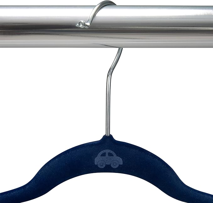 Simplify 25 Pack Kids Velvet Hangers | Slim | Non-Slip Design | Space Saving | Childrens Clothes | Shirts | Pants | Dresses | Baby Nursery | Closet Storage & Organization | Navy