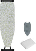 Ironing Board Adjustable Height Folding Ironing Board with Iron Pad, Heat-Resistant Cover, Thick Steel Tube Compact Iron Board (Flower)