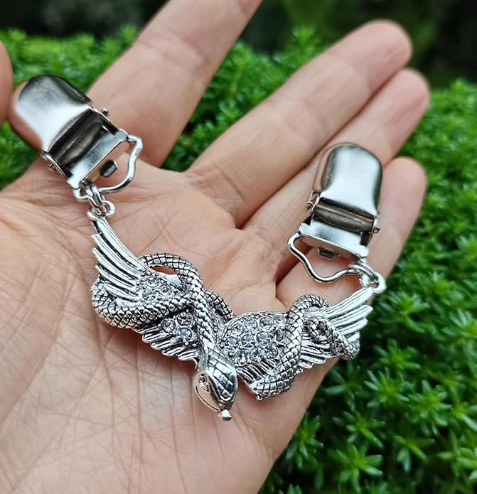 Vintage Sweater Clips Shawl Dresses Shirt Clips Retro Cardigan Collar Chain Clips Brooch Pins for Women