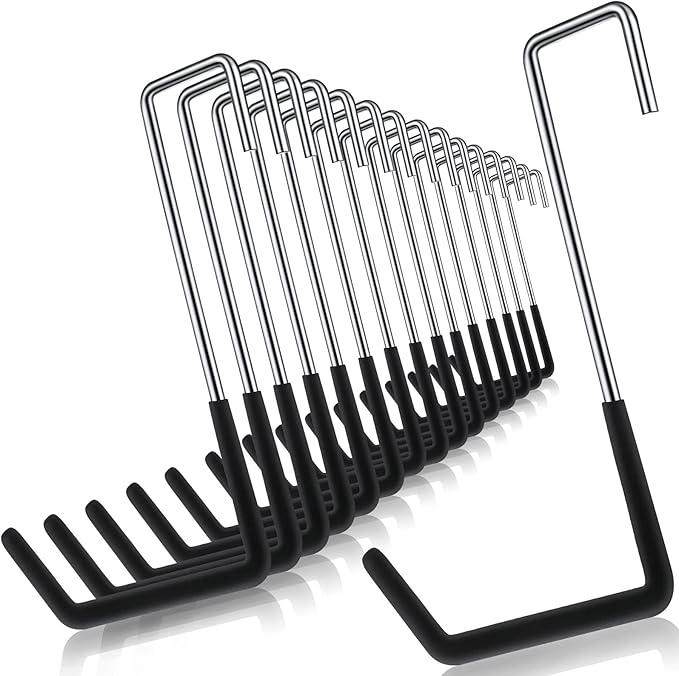 Ferraycle 16 Pieces Rafter Hanger Hook Heavy Duty Large S Hooks Bicycle Hook Vinyl Coated S Hooks Galvanized Steel for Ladder Bike Hangers Sports Equipment Garage Storage Organizer (Black)