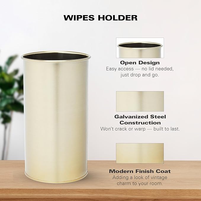 Wipe Holder for Kitchen/Bathroom Counter, Disinfectant Wipe Container, Modern Kitchen Decor, Vintage Countertop Wipe Storage Organizer Caddy, with Gold Finish