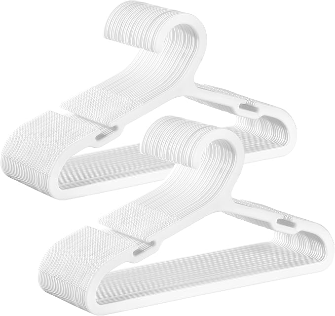 SONGMICS Baby Hangers 60 Pack, Plastic Kids Hangers for Closet, 11 x 6.1 Inches, for Children Aged 0-6 Years, Space-Saving, Non-Slip, Cloud White UCRP080W01