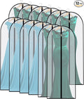 Garment Bags Covers (24''X60'' Set of 12) Long Dress Bags for Hanging Clothes (Pack of 6) with Study Full Zipper Coat Covers for Closet Clothes Storage and Travel